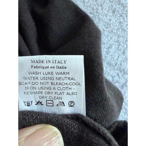 Malo 100% Cashmere Knee Length Fitted sweater Dress brown Italy Classic Sz-M - Picture 6 of 11
